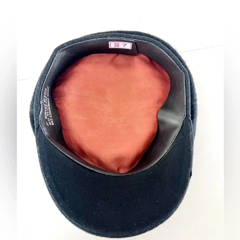 Greek Fisherman Cap Vintage Black Wool Blend‎ Made in Greece Size 7 - Picture 9 of 11